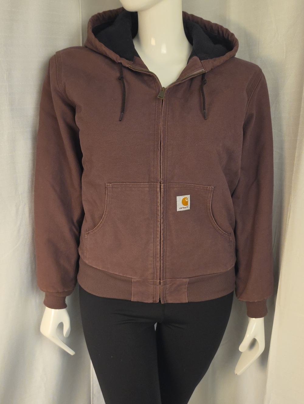 Vintage Carhartt Purple Denim Hooded Zip Jacket 100% Cotton Size Medium 8-10